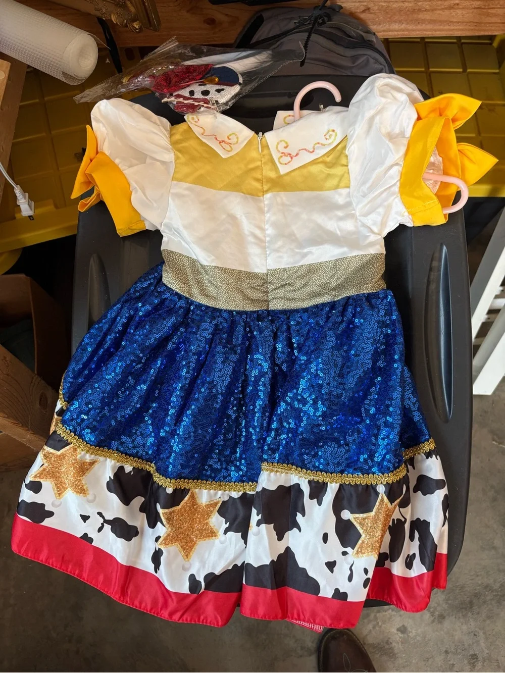 Kids Jessie Cowgirl Costume Dress with Blue Sequin Skirt - Unbranded